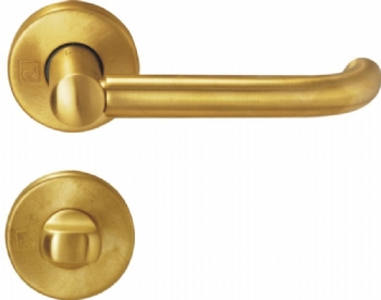 Lever handle with rose for bathroom door